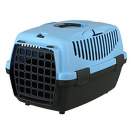 Trixie Caja de Transporte Capri 1 para Gatos de hasta 6 kg - Plástico, 32x31x48 cm, con Asa, Ventilada, para Coche, Gris/Azul