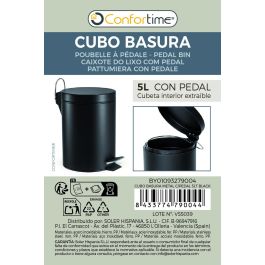 Confortime Cubo Basura Metal con Pedal 5 Lt Negro