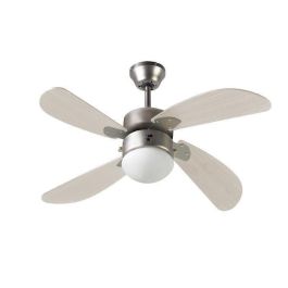 FARELEK - BERMUDA Ø 107 cm - Ventilador de techo reversible, 4 aspas de roble claro + iluminación 1 globo 60W E27 - 112423 Precio: 87.89000044. SKU: S7137080