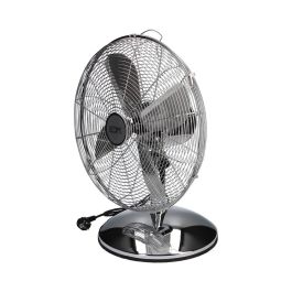Edm Ventilador de Sobremesa Cromado 60W, 4 Aspas Ø40 cm, 3 Velocidades, Cabezal Oscilante Ajustable, Caudal 3540 m³/h, 60.87 dB