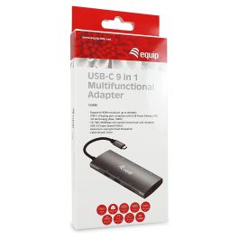 Equip Docking Station 133490 USB Tipo C Multifuncional 9 en 1 con HDMI 4K 60Hz, Gigabit LAN, USB 3.2 Gen1, SD/TF, PD 100W