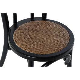 DKD Home Decor Silla Horeca Vintage de Olmo y Ratán Negro - Medidas 43x44x89 cm, Altura Asiento 46 cm