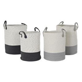 Cesta Atlantico DKD Home Decor Gris Oscuro Gris Claro 40 x 52 x 40 cm Set de 2 (2 Unidades)