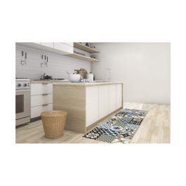 Croma Collection Alfombra vinílica hidráulico 60x200 cm, antideslizante, lavable, azul estampado