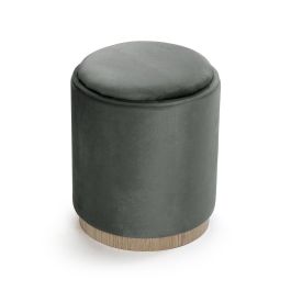 Puff Con Almacenamiento Y Bandeja Velvet Gris Versa 41X34CM