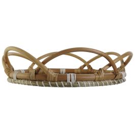 DKD Home Decor Bandeja Decorativa Ratan y Seagrass Natural Beige 45 x 45 x 10 cm