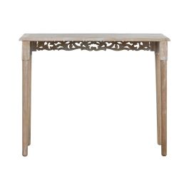 DKD Home Decor Consola Indio de Madera de Mango Natural y Blanco, Desmontable, 100.5 cm Ancho x 39 cm Fondo x 79 cm Alto