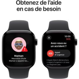 Apple Watch Series 10 GPS, 42 mm, con Caja de Aluminio en Negro Azabache y Correa Deportiva Negra Talla M/L
