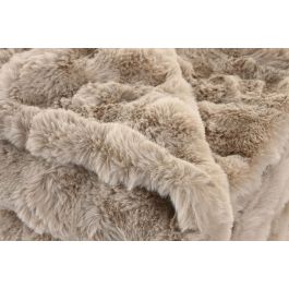 DKD Home Decor Manta de Tacto Suave Rabit Fur April 25 A para Sofá, Estilo Urban Beige, Poliéster 830 gsm, 170 x 130 cm (2 Unidades)