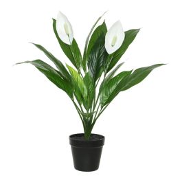 Mica Decorations Planta artificial espatifilo, maceta cerámica marrón, altura 45 cm, verde / blanco