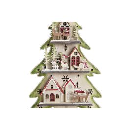 DKD Home Decor Árbol Navidad Fantasia Madera y LED Rojo Verde 23 x 9 x 47 cm (2 Unidades)