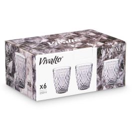 Vaso Diamante Gris 250 ml - Vidrio - 8x10x8 cm - Vivalto (24 Unidades) Vaso Diamante Gris 250 ml - Vidrio - 8x10x8 cm - Vivalto (24 Unidades)