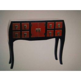 DKD Home Decor Cabecero Cama Oriental Honami Rojo Negro 4 x 120 x 160 cm