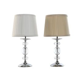 DKD Home Decor Lámpara Sobremesa Tradicional E14 25W Blanco Beige Metal Acrílico Tela Pack 2 Unidades - 22x45x22 cm