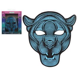 Atosa Máscara Pantera Luz LED con Sensor de Sonido para Fiestas, Halloween y Carnaval - Azul