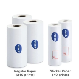 VTech Pack 5 Rollos Papel Térmico para Cámara Print Cam / 3 Rollos Térmicos y 2 Rollos Pegatina 80-417449-020