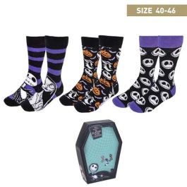 Cerdá Pack de 3 Calcetines Nightmare Before Christmas Negros Talla Única (40-46) para Adulto Cerdá Pack de 3 Calcetines Nightmare Before Christmas Negros Talla Única (40-46) para Adulto
