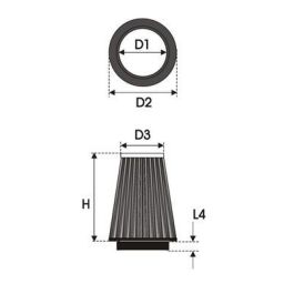Green Filters K14.70Bc K14.70BC Filtro Universal 70 Boca x 140 Ancho x 200 Largo D1/L1: 70 Boca D2/L2: 140 Ancho D3/L3: 100 Ancho 2 D4/L4: 15 H: 200 Largo