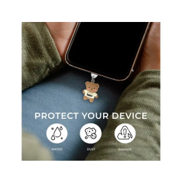 Wondee Charm Protector para Puertos USB-C/Lightning Funny Bear - Accesorio Decorativo y Protector de Polvo para Móvil 30x10x20 mm