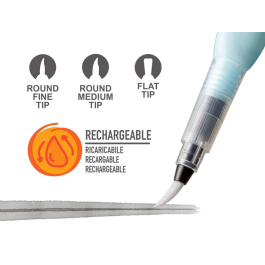 Carioca Pincel Recargable Agua Redondo Puntas Surtidas Caja de 3 Unidades