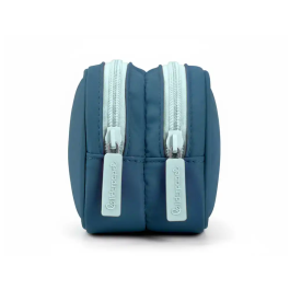 Liderpapel Estuche Portatodo Duo 3 Cremalleras con Bolsillo Frontal, Azul Oscuro, 220x90x70 mm
