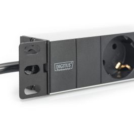 Digitus Regleta Enchufes 1HE, 3 Tomas Tipo F con Interruptor, Perfil Aluminio, Cable 2m Negro, 250V 16A