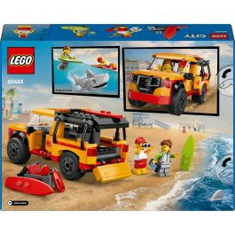 LEGO 60453 Furgoneta de Rescate del Socorrista City: Set de Construcción con 2 Minifiguras, Tiburón y Accesorios de Playa para Niños +6 años