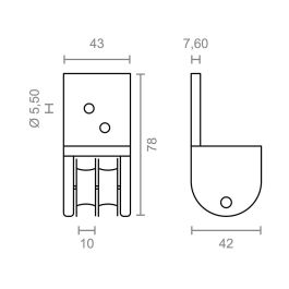 Micel tld19 92579 Polea frontal para pérgola, para dos cuerdas de 8mm, nylon, blanco 43x42x78mm