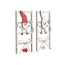 DKD Home Decor Decoración Colgante de Navidad Tradicional de Madera, Blanco Rojo, 1x22x7 cm - 12 Unidades Surtidas Aleatoriamente