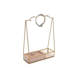 DKD Home Decor Joyero Glam Dorado Beige 8 x 28 x 20 cm - Organizador de Metal para Joyas