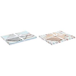 DKD Home Decor 2 Sets de Mantel y Accesorios de 5 Piezas Urban Colección Casablanca 2022 Azul Celeste Gris Poliéster 150x150 cm