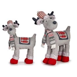Reno Navideño Izquierda 63,5 cm Krist+ - Tela, Gris/Rojo/Blanco (8 Unidades) Precio: 159.89000016. SKU: B1EBS96HTD