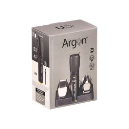 Argon Set Cortapelo Eléctrico con 12 Accesorios, Soporte, Batería 600mAh USB Tipo C, Negro y Amarillo, Dimensiones 14.5x11.7x18 cm