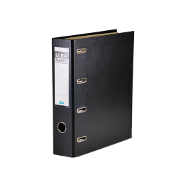 Elba Archivador de Palanca DIN A4 Negro Lomo 75 mm con Doble Mecanismo de 4 Anillas Rado