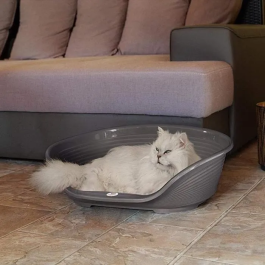 Ferplast Cama Plástico Siesta Deluxe 4 para Perro y Gato Gris