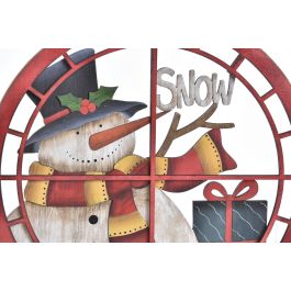 DKD Home Decor Decoración Colgante de Navidad Tradicional, de Madera Rojo y Verde, 33.5x33.5x1.2 cm, Paquete de 12 Unidades Surtidas