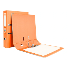 Liderpapel Archivador de Palanca Folio Documenta Forrado PVC Rado Lomo 75mm Naranja con Compresor