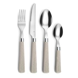 Amefa Set de 24 Cubiertos Paille Acero Inoxidable Bicolor Brillo 25 cm 2 mm Apto Lavavajillas