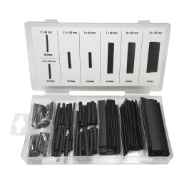 Benson Set de 120 fundas termorretráctiles negras - 2x40mm, 2.5x40mm, 3.5x40mm, 5x40mm, 7x80mm, 10x80mm, 13x85mm