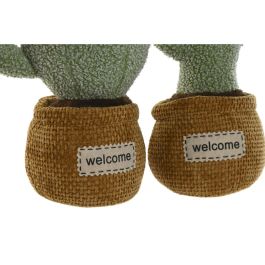 Sujetapuertas Shabby DKD Home Decor Verde Marron 14 x 34 x 16 cm (2 Unidades)