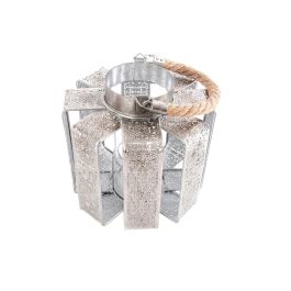 DKD Home Decor Portavela Plateado Metal y Cuerda 21 x 23 x 21 cm