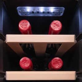 Cecotec Vinoteca GrandSommelier 1250 12 botellas LED cristal negro estantes madera display táctil