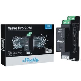 Shelly Wave Pro 2PM Z-Wave Relé Inteligente 25A DIN-Rail, 2 Canales, Contador de Energía