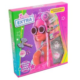 MATTEL Set Accesorios Pelo Barbie - 10 Clips, Lazos, Perlas, Gemas y Pegamento para Niñas 3+ Años