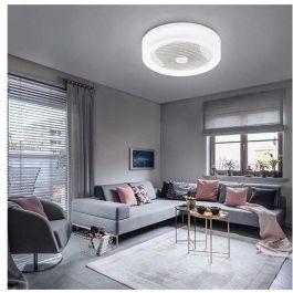 Corona de luz de aire - Ventilador de techo blanco Ø40cm 95W con corona de iluminación LED Corona de luz de aire - Ventilador de techo blanco Ø40cm 95W con corona de iluminación LED