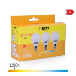 Edm Kit 3 bombillas esféricas LED E14 5W 400lm 3200K luz cálida Ø4,5x8cm