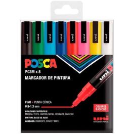 Posca Marcador Pc-3M-8C No Permanente Punta Fina 0.9 mm-1.3 mm Colores Surtidos Basic -Estuche 8U- Precio: 20.50000029. SKU: S8418983