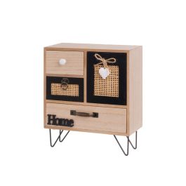 Caja-Joyero HEARTS Blanco Negro Natural Madera Caña Plástico Madera MDF 22 x 10 x 25 cm Precio: 21.49999995. SKU: B16TZ7PHHN