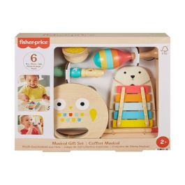 Fisher-Price HXT90 Kit de Instrumentos Musicales de Madera para Niños +2 años. Incluye Xilófono, Maraca, Pandereta, Flauta y Castañuela. FSC.
