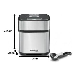 Rommelsbacher IM 12 Heladera Tradicional para Helado, Sorbete y Yogurt, Capacidad 1.5L, Pantalla LCD, Tazón Extraíble, Negro y Acero Inoxidable, Incluye Espátula y Libro de Recetas